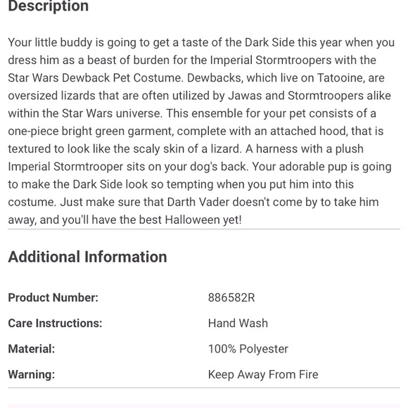 Dog Costume Dewback- Star Wars - Picture 2 of 2